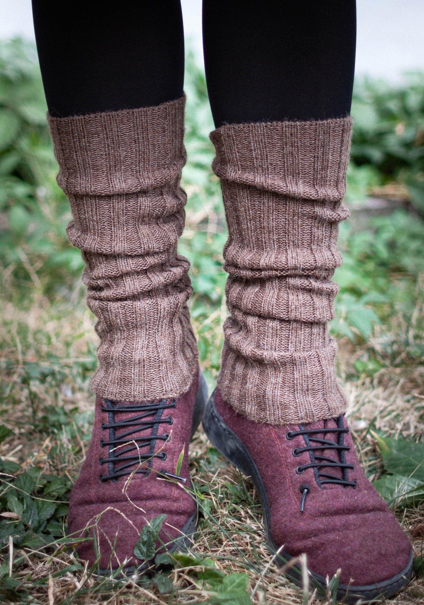 Jambiere din baby alpaca - Brown Melange