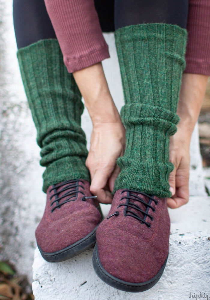 Jambiere din baby alpaca - Moss Green Melange