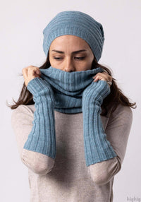 Manșete adulți / Jambiere copii din baby alpaca - Dusty Blue Melange De Colores HipHip.ro