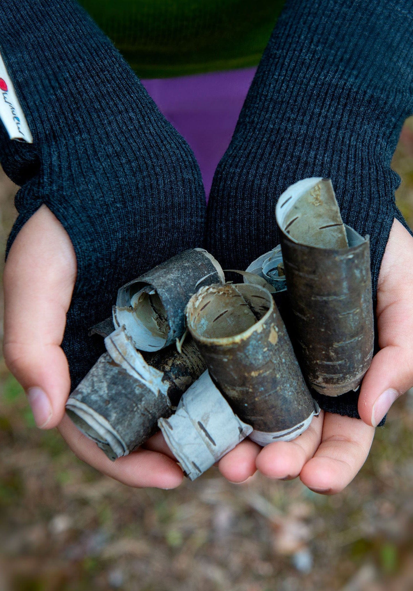 Manșete din lână merinos - Foggy Black