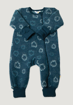 Overall cu mănuși și botoși din lână merinos - Cloud Blue Jacquard Joha HipHip.ro