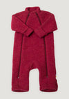 Overall cu mănuși și botoși fleece din lână merinos - Fuchsia Melange 60