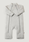 Overall cu mănuși și botoși fleece din lână merinos - Silver Melange 60