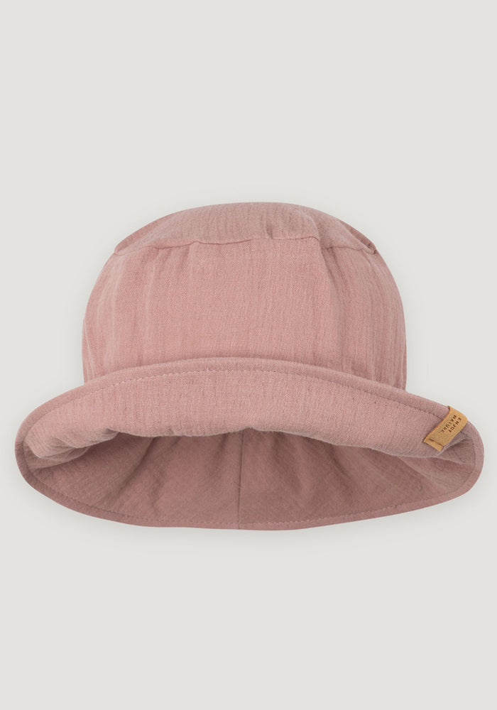 Pălărie din muselină dublă de bumbac - Pink Stone 47/49 cm