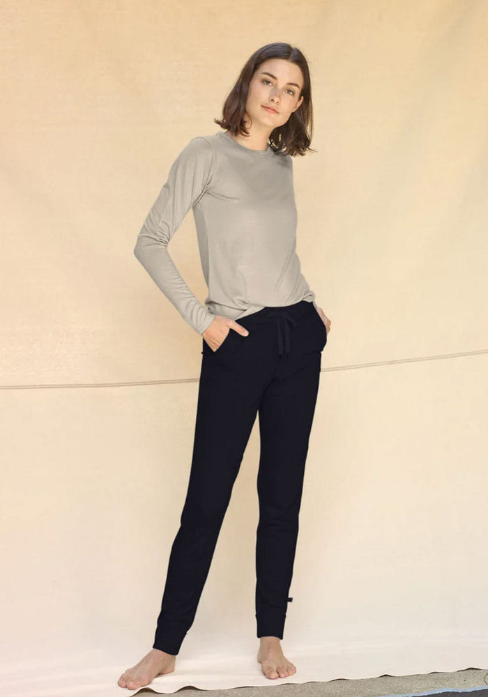Pantaloni femei din lână merinos super fină - 24/7 Midnight Smalls HipHip.ro