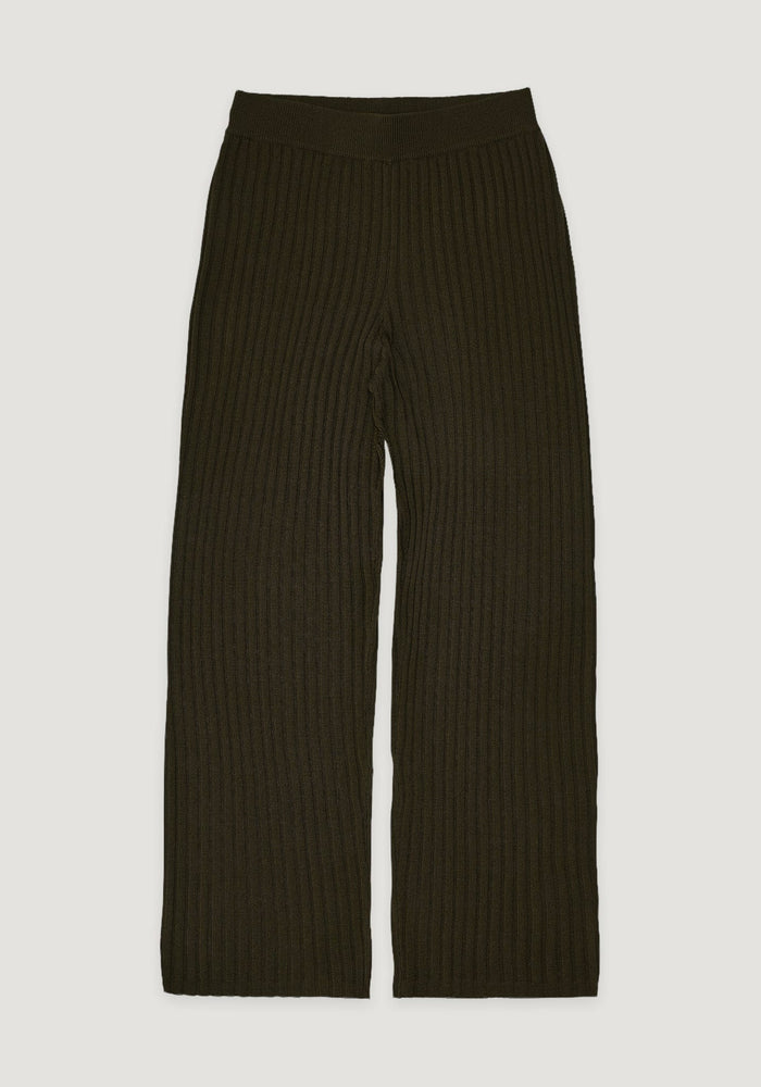 Pantaloni femei din lână merinos - Rib Fine knit Forest FUB Woman HipHip.ro