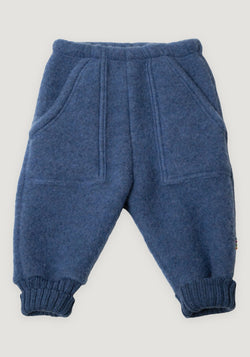 Pantaloni fleece din lână merinos - Blue Melange 80