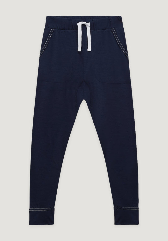 Pantaloni lână merinos super fină - 24/7 French Navy Smalls HipHip.ro