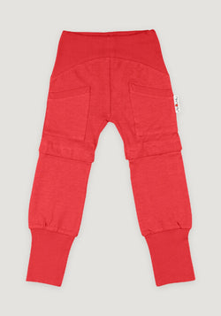 Pantaloni lungi/scurți (2 în 1) din cânepă și bumbac - Yoga Poppy Red 1-2/2,5 ani (80-92/98 cm)