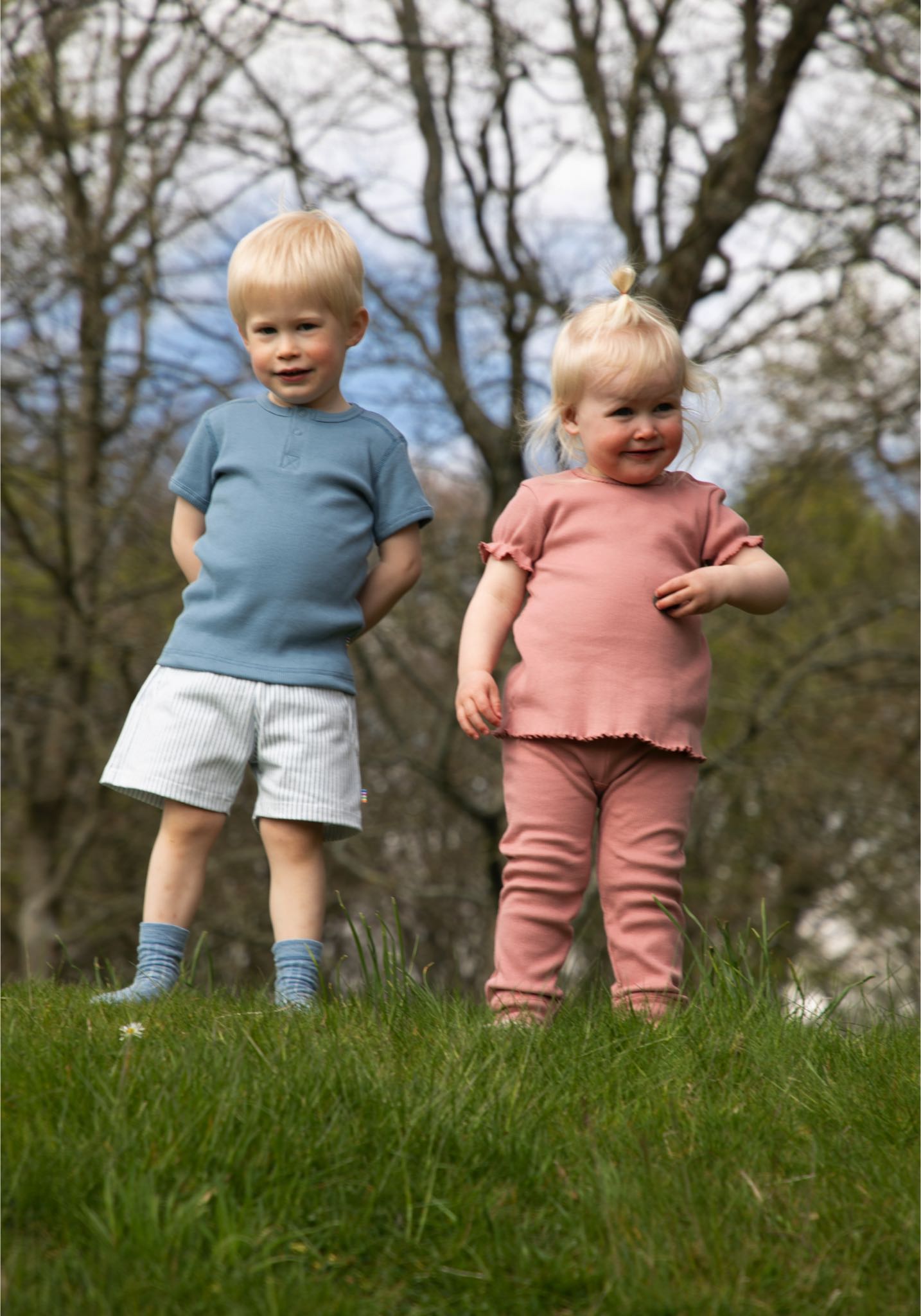 Pantaloni scurți bumbac - Milk Stripe White/Blue Joha HipHip.ro