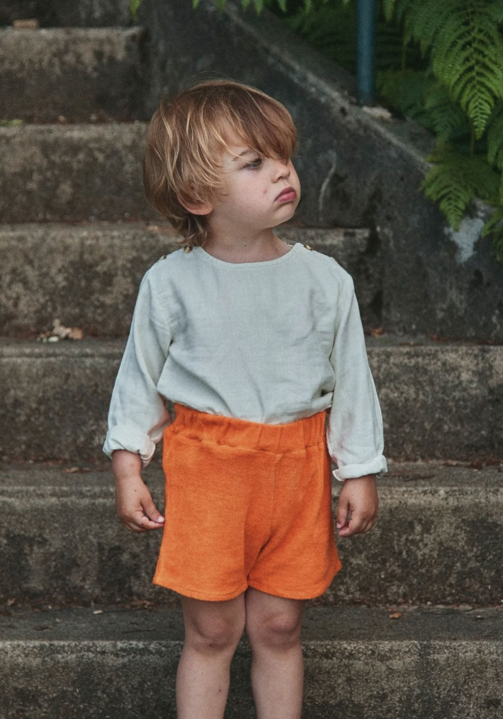 Pantaloni scurți terry din bumbac - Oeillet Russet Orange Poudre Organic HipHip.ro