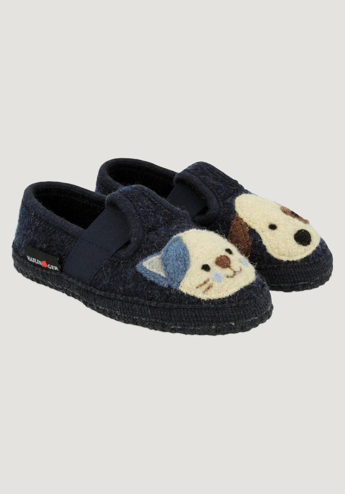 Pantofi interior lână - Pets Dark Blue Haflinger HipHip.ro