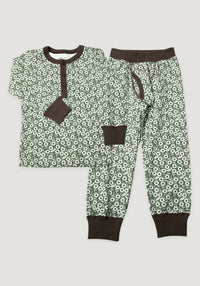 Pijama bumbac - Retro Green Katvig HipHip.ro
