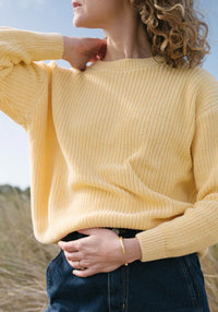 Pulover knit femei din bumbac - Pissenlit Jaune Pastel Poudre Organic HipHip.ro