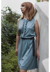 Rochie femei din bumbac - Blue FUB Woman HipHip.ro