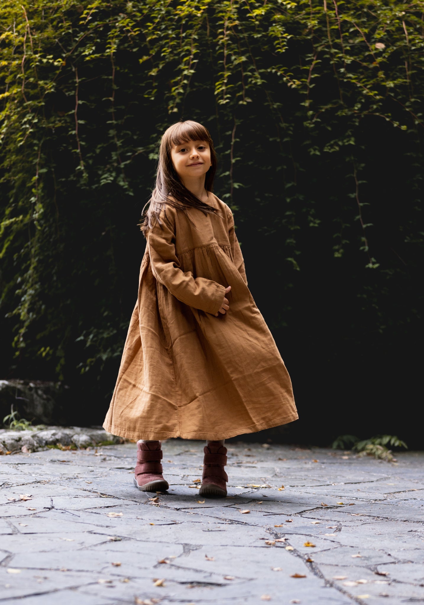 Rochie din muselină dublă de bumbac - Liseron Nuthatch Poudre Organic HipHip.ro
