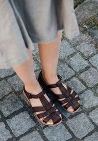 Sandale femei piele - Lotta Dark Brown Kavat HipHip.ro