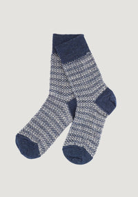 Șosete adulți din lână - Broken Stripes Jeans/Natur Hirsch Natur HipHip.ro