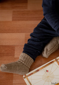 Șosete Rib din lână merinos (copii și adulți) - Sand Melange Joha HipHip.ro