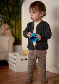 Șosete Rib din lână merinos (copii și adulți) - Sand Melange Joha HipHip.ro