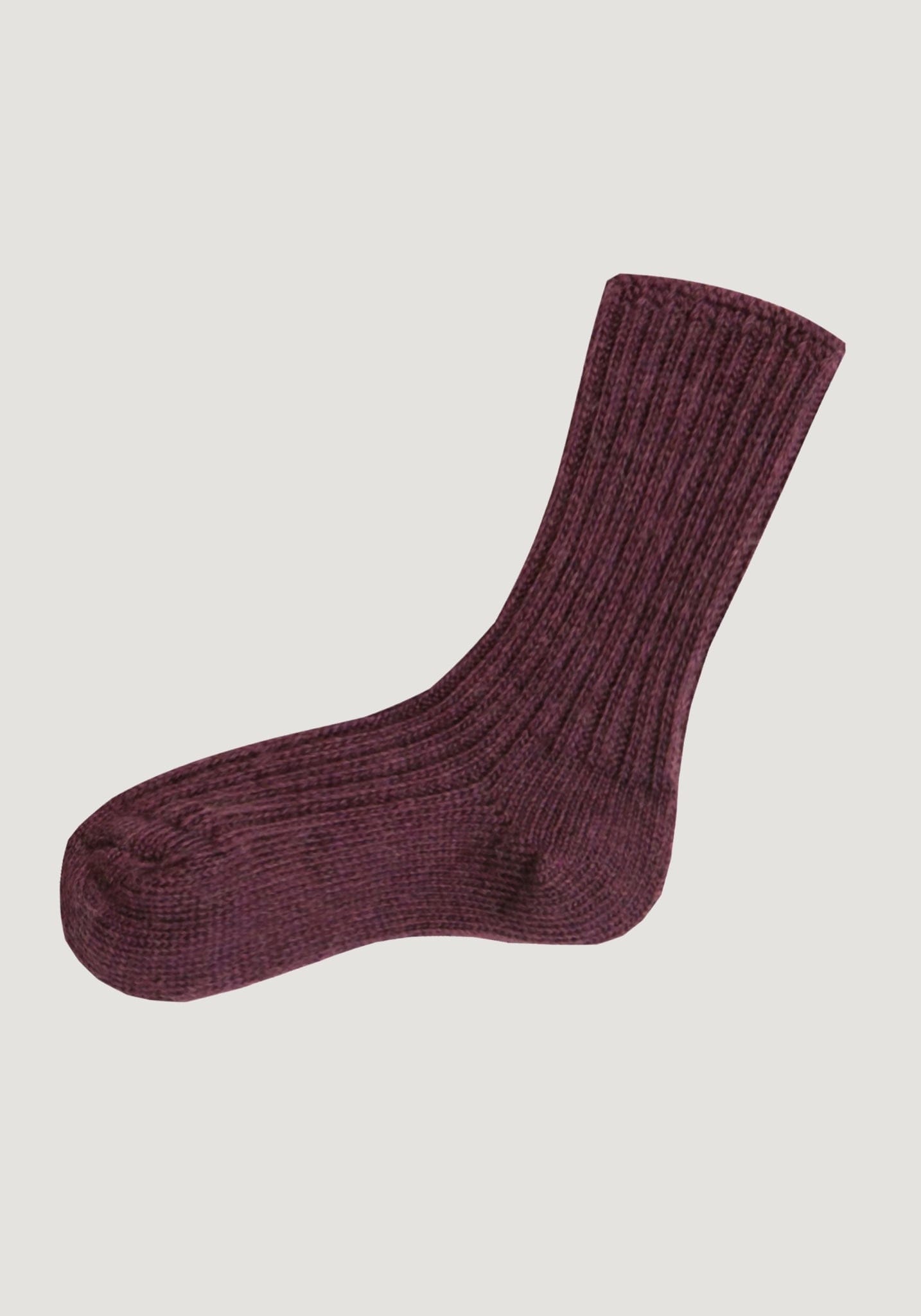 Șosete Rib din lână merinos (copii și femei) - Aubergine Melange Joha HipHip.ro