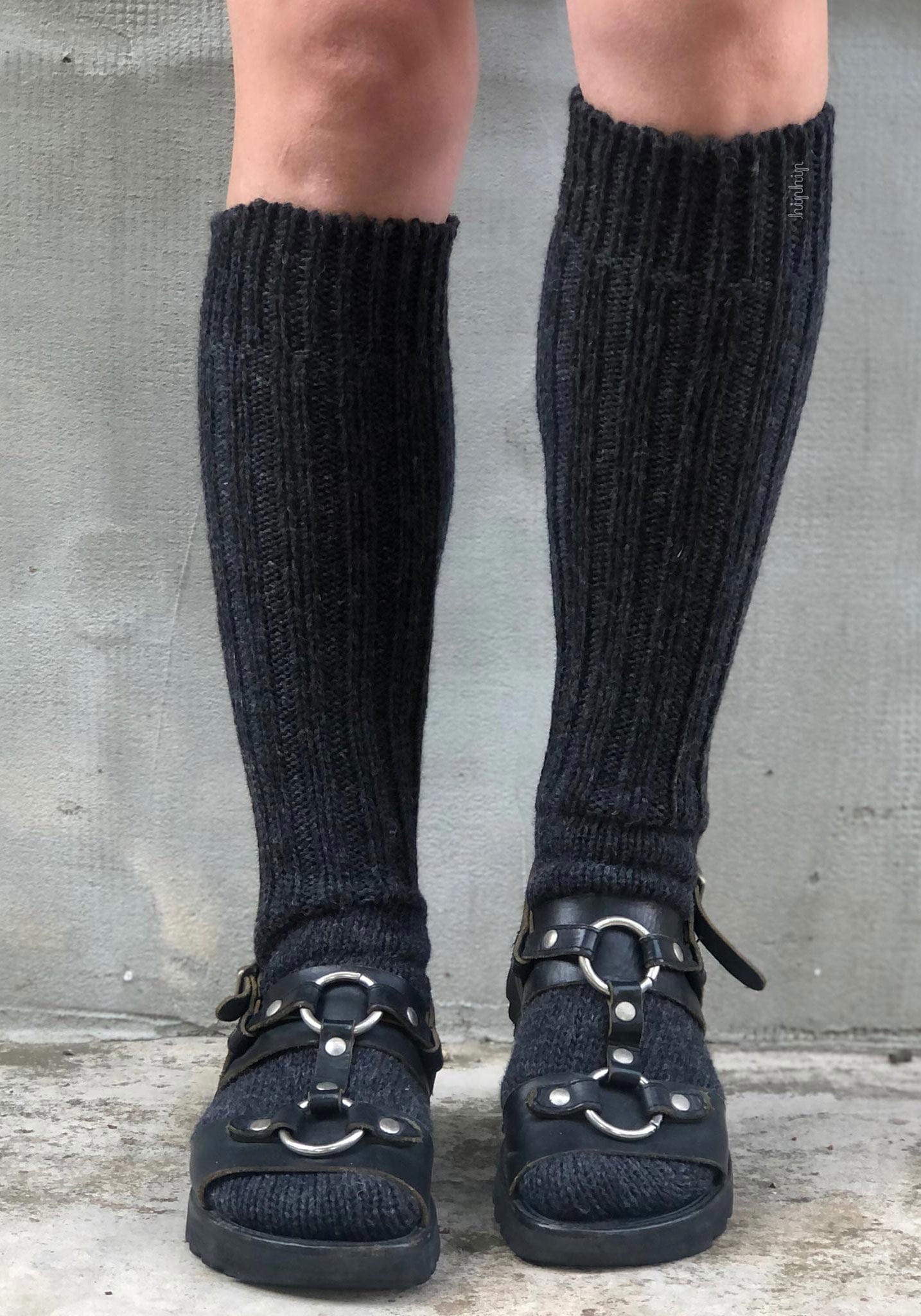 Șosete chunky femei din lână - Knee Anthracite Hirsch Natur HipHip.ro