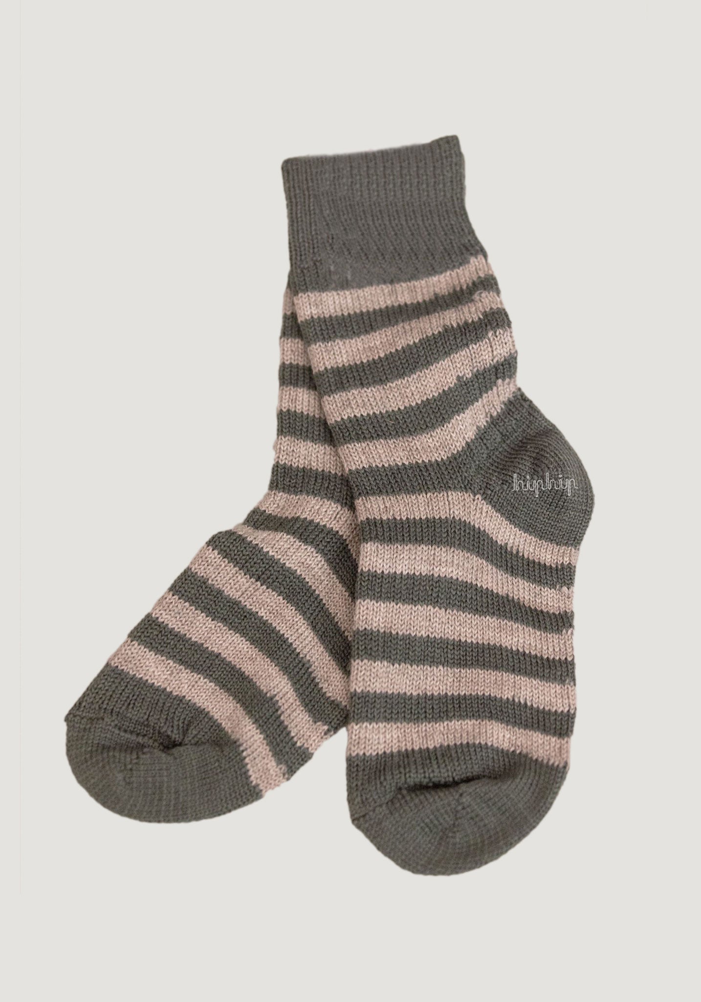 Șosete adulți groase din lână - Beige/Olive Hirsch Natur HipHip.ro
