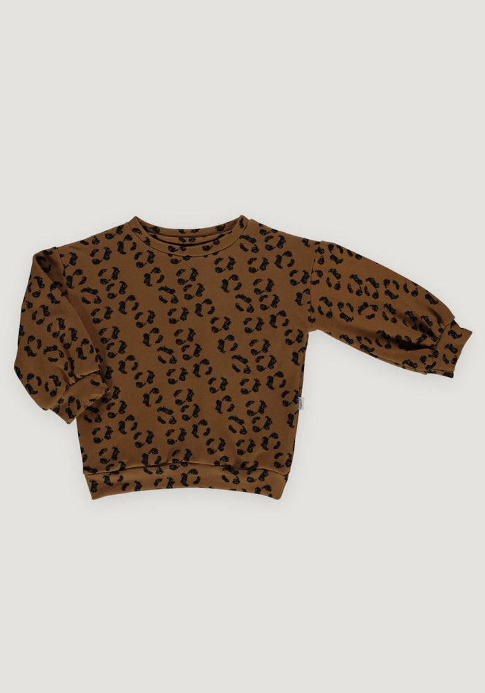 Sweatshirt molton din bumbac - Jojoba Leopard Poudre Organic HipHip.ro