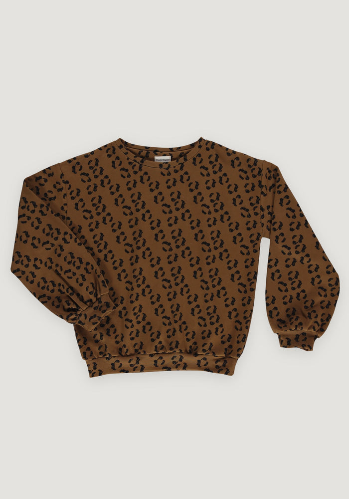 Sweatshirt molton femei din bumbac - Jojoba Leopard Poudre Organic HipHip.ro