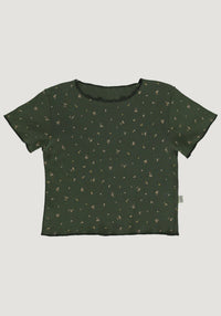 Tricou bumbac - Bouleau Forest Green Flowers Poudre Organic HipHip.ro