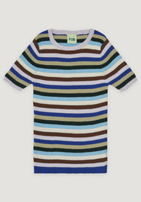 Tricou bumbac - Rib extrafin Multistripe 100