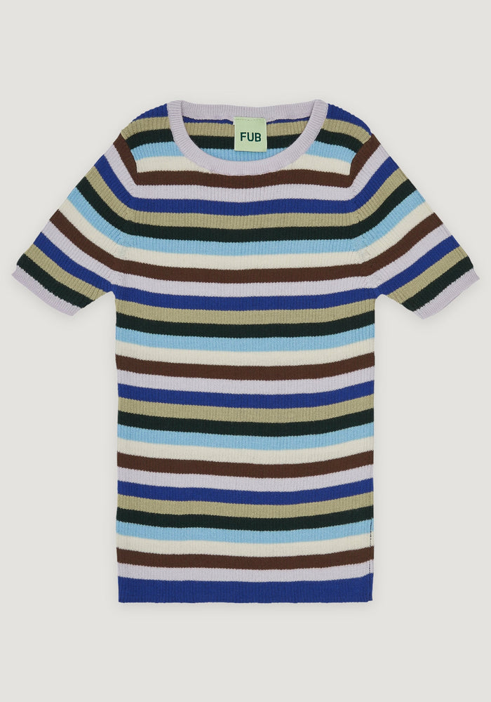 Tricou bumbac - Rib extrafin Multistripe 100