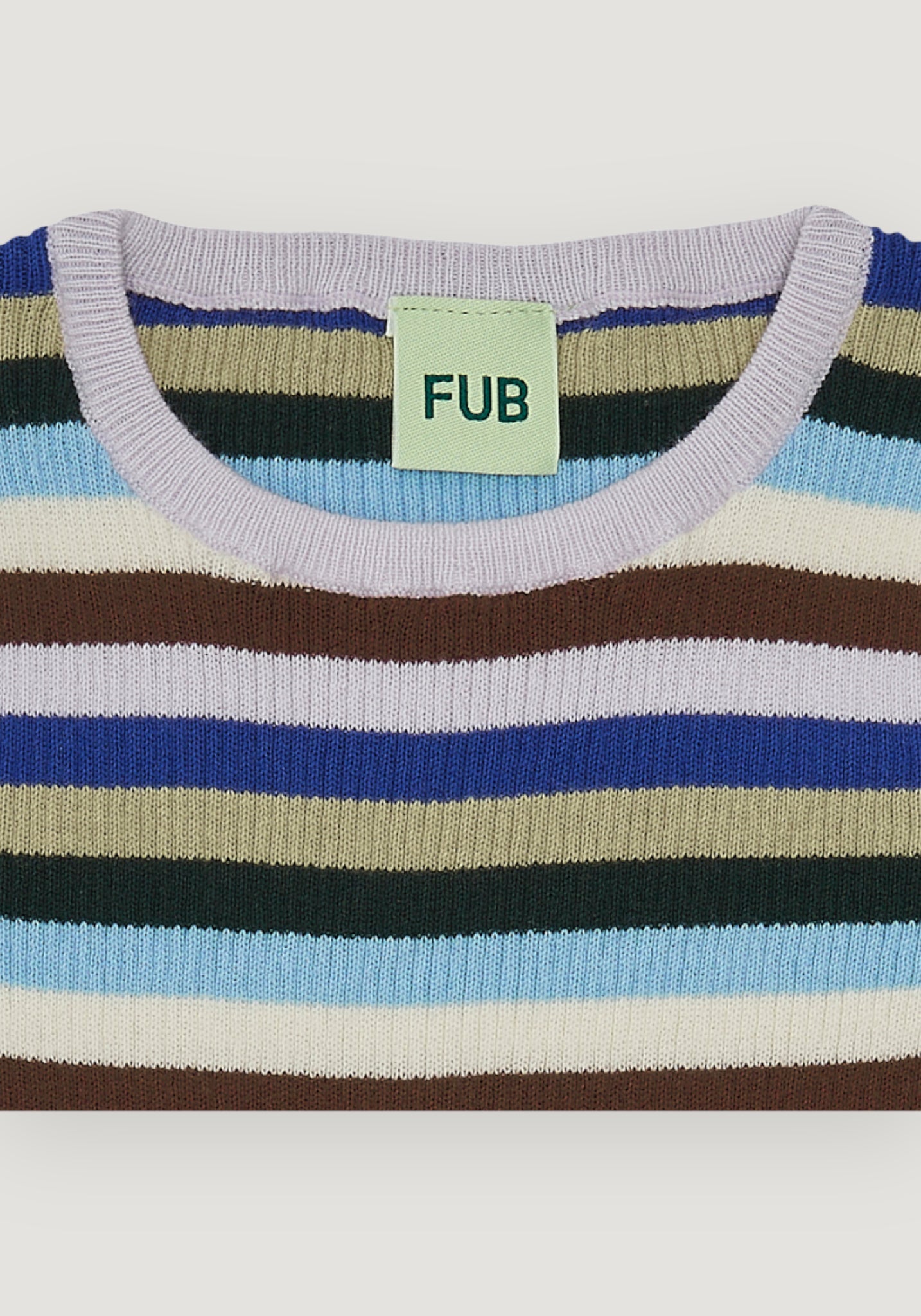 Tricou bumbac - Rib extrafin Multistripe 100