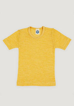 Tricou din lână merinos, mătase și bumbac - Yellow Melange Cosilana HipHip.ro