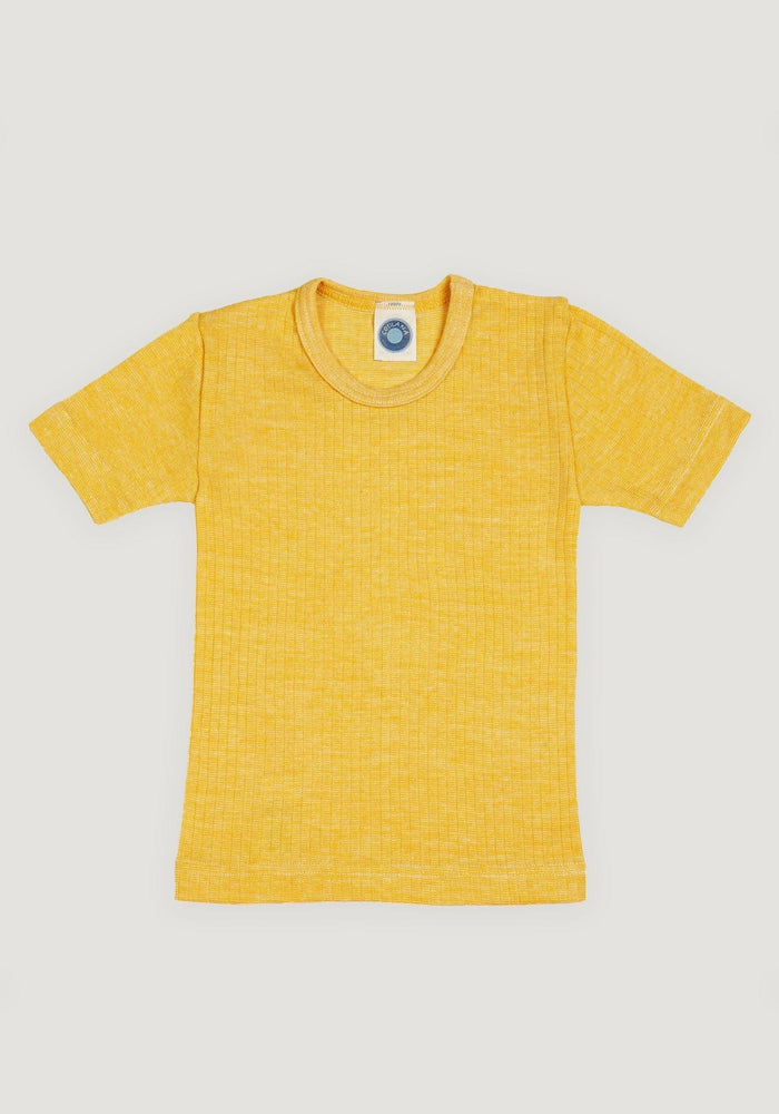 Tricou din lână merinos, mătase și bumbac - Yellow Melange Cosilana HipHip.ro