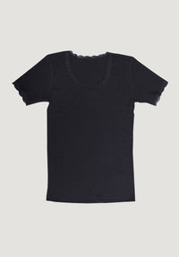 Tricou femei din lână merinos - Cecilie Black Joha Woman HipHip.ro