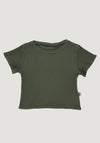 Tricou rib din bumbac - Orgeat Forest Green Poudre Organic HipHip.ro