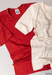 Tricou sealmess din lână merinos și mătase - Red Cosilana HipHip.ro