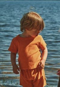 Tricou terry din bumbac - Orgeat Russet Orange Poudre Organic HipHip.ro